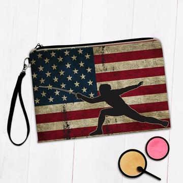 American Fencer : Gift Makeup Bag USA Flag United States Fencing Fight Sport Lover America