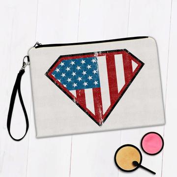 American Superman : Gift Makeup Bag USA Flag United States For Patriot Retro Vintage Art