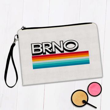Brno Czech Republic City Sign : Gift Makeup Bag Colorful Rainbow Stripes Eastern Europe
