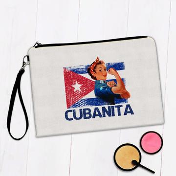 Cuban Woman Cubanita : Gift Makeup Bag Cuba Flag Patriotic Independence Vintage Retro Art