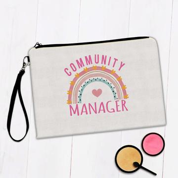 For Best Community Manager : Gift Makeup Bag Cute Art Print Hearts Occupation Stripes