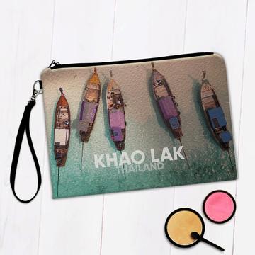 Khao Lak Thailand : Gift Makeup Bag Thai Boats Photographic Travel Souvenir Vintage Distressed Asia
