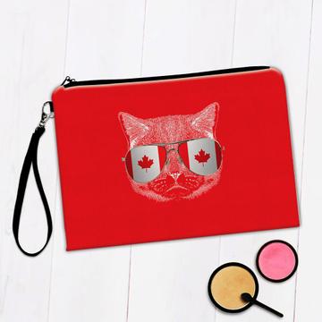 Canadian Flag Cat : Gift Makeup Bag For Canada Lover Patriot Pet Maple Leaf EH Team Cute Funny