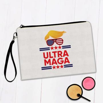 Ultra MAGA : Gift Makeup Bag Proud American Anti Biden Funny Humor Art Print USA Trump Politics