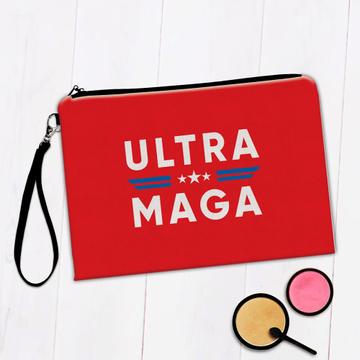 Ultra MAGA : Gift Makeup Bag Anti Biden Proud American Funny Humor Art Print USA Trump Politics