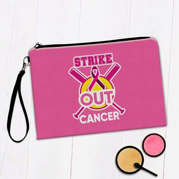Strike Out Cancer : Gift Makeup Bag For Breast Survivor Awareness Month Support Baseball
