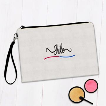 Chile Flag Colors : Gift Makeup Bag Chilean Travel Expat Country Minimalist Lettering