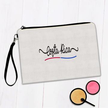 Costa Rica Flag Colors : Gift Makeup Bag CostaRican Travel Expat Country Minimalist Lettering