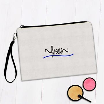 Greece Flag Colors : Gift Makeup Bag Greek Travel Expat Country Minimalist Lettering