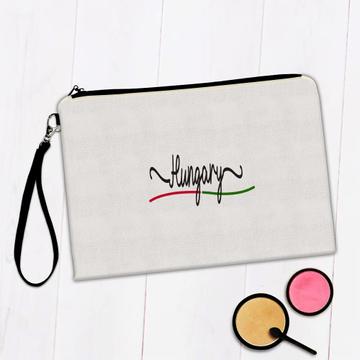 Hungary Flag Colors : Gift Makeup Bag Hungarian Travel Expat Country Minimalist Lettering