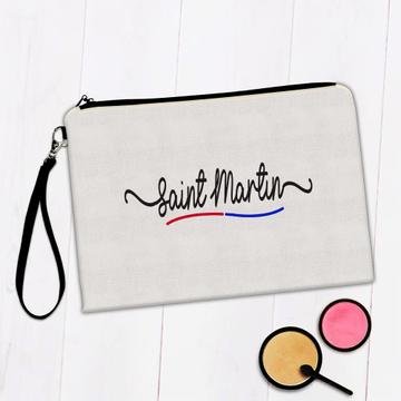 Saint Martin Flag Colors : Gift Makeup Bag Travel Expat Country Minimalist Lettering