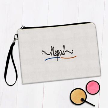 Nepal Flag Colors : Gift Makeup Bag Nepalese Travel Expat Country Minimalist Lettering