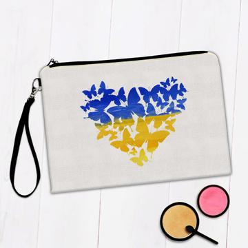 Butterly Heart Ukraine Flag : Gift Makeup Bag Peace War Ukrainian