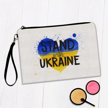 Heart Ukraine Flag Stand With Peace : Gift Makeup Bag Ukrainian