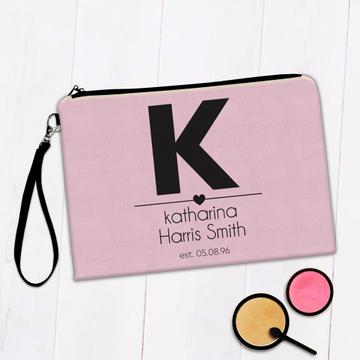 Customizable Letter  Full Name Wedding Names Date : Gift Makeup Bag Bride and Groom