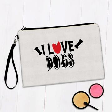 I Love Dogs : Gift Makeup Bag Heart Bone
