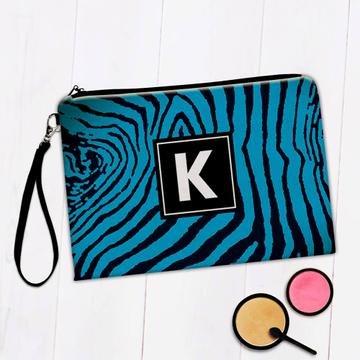 Zebra Animal Print : Gift Makeup Bag Blue Fashion Pattern For Her Feminine Modern