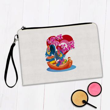 Macaw Boat Love is in the air : Gift Makeup Bag Parrot Bird Valentines Animal Cute