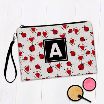 Romantic Ladybugs : Gift Makeup Bag Pattern Valentines Day Mother Love For You Hearts Stripes