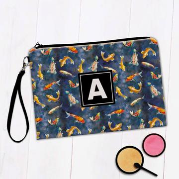 Watercolor Fish Pattern : Gift Makeup Bag Underwater Carps Nature Lover Fishing Father For Him