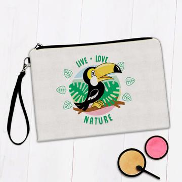 Toucan Live Love Nature : Gift Makeup Bag Chevron Cartoon Bird Tropical Animal
