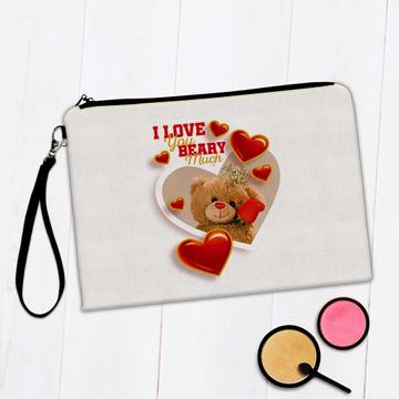 Heart Teddy Bear Flowers : Gift Makeup Bag Valentines Day Love Romantic Girlfriend Wife Boyfriend Husband