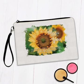 Sunflower Jeremiah 29 Plans Quote : Gift Makeup Bag Flower Floral Christian