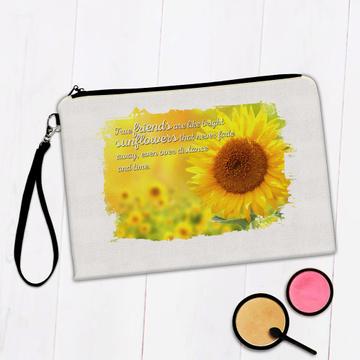 Sunflower Friendship Quote : Gift Makeup Bag Flower Floral Yellow Decor Friends