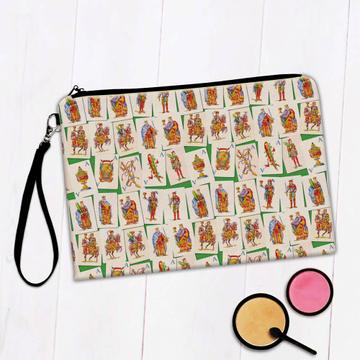 Paying Cards Ace : Gift Makeup Bag Pattern King Knight For Player Lover Vintage Retro Print