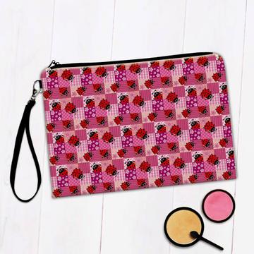 Cutie Ladybug Pattern : Gift Makeup Bag Patchwork Abstract Floral Kid Teen Girl Birthday Room Decor