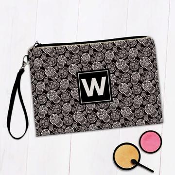 Skull Skulls Pattern : Gift Makeup Bag Black And White Dead Day Skeleton Mexican Mexico Rock Roll
