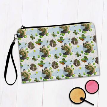 Ecological Pattern : Gift Makeup Bag Ecology Ecologist Save The World Recycle Planet Nature Kids