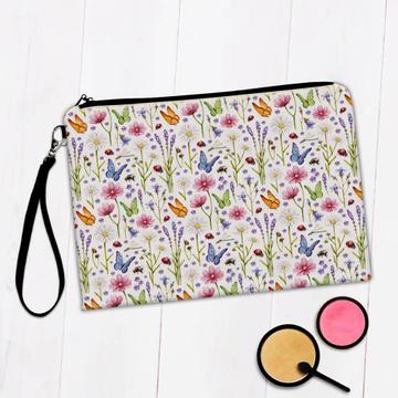 Wildflowers : Gift Makeup Bag Butterfly Ladybug Bee Lavender Field Pattern Bluebell Home Decor