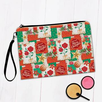 With Love Merry Christmas : Gift Makeup Bag Roses Patchwork For Best Friend Husband Wife Wishes