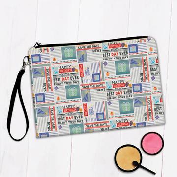 Present Newspaper Happy Birthday  : Gift Makeup Bag Best Day Ever