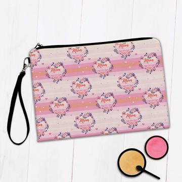 Mom The  Heart of Family : Gift Makeup Bag Pink Pattern