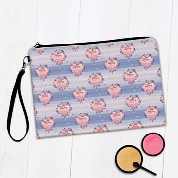 Mom The  Heart of Family : Gift Makeup Bag Lavender Blue Pattern