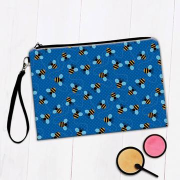 Bee Pattern  : Gift Makeup Bag Blue