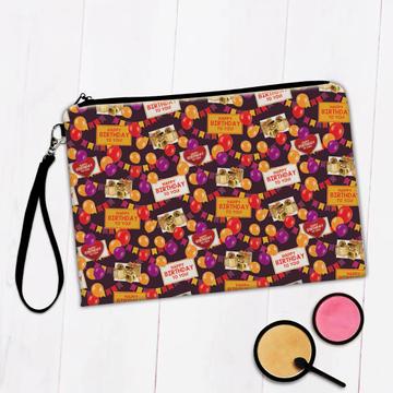 Balloons and Gifts Birthday Pattern  : Gift Makeup Bag