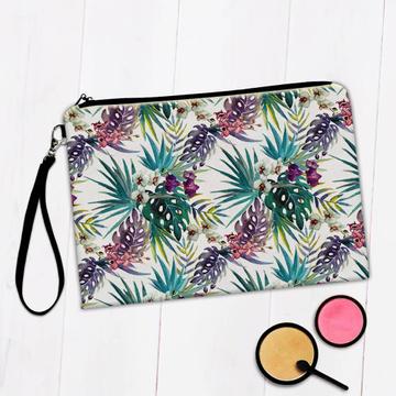Tropical Orchids Bundle : Gift Makeup Bag Flowers Leaves Exotic Ecological Palm Tree Home Decor