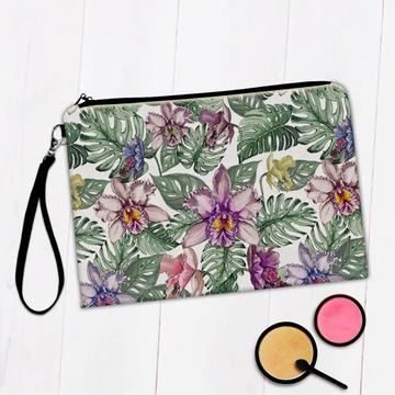 Tropical Flower Leaves : Gift Makeup Bag Orchids Exotic Nature Cloth Pattern Canvas Home Decor