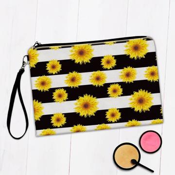 Sunflowers Stripes : Gift Makeup Bag Pattern Floral Gerbera Zebra Abstract Home Decoration