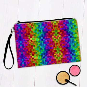 Colorful Cubes : Gift Makeup Bag Seamless Abstract Pattern Rainbow Colors Kids Room Decor
