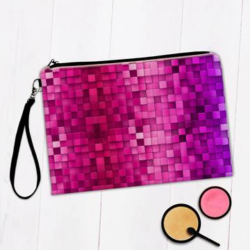 Colorful Pink Cubes : Gift Makeup Bag Seamless Abstract Pattern Rainbow Colors Kids Room Decor