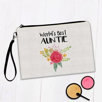 World’s Best Auntie : Gift Makeup Bag Family Cute Flower Christmas Birthday