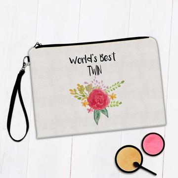 World’s Best Twin : Gift Makeup Bag Family Cute Flower Christmas Birthday