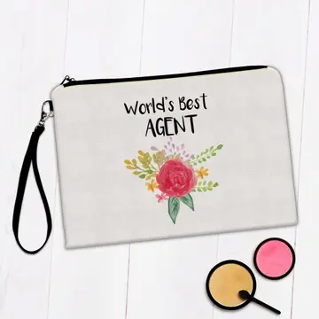 World’s Best Agent : Gift Makeup Bag Work Job Cute Flower Christmas Birthday