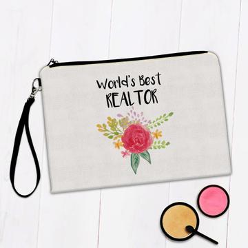 World’s Best Realtor : Gift Makeup Bag Work Job Cute Flower Christmas Birthday