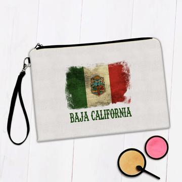 Baja California Mexico : Gift Makeup Bag Distressed Flag Vintage Mexican Expat Country
