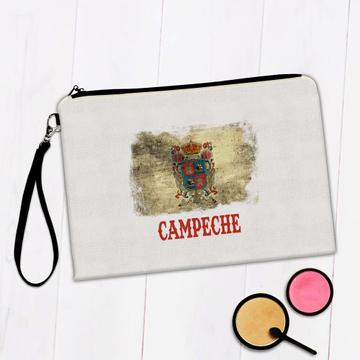Campeche Mexico : Gift Makeup Bag Distressed Flag Vintage Mexican Expat Country